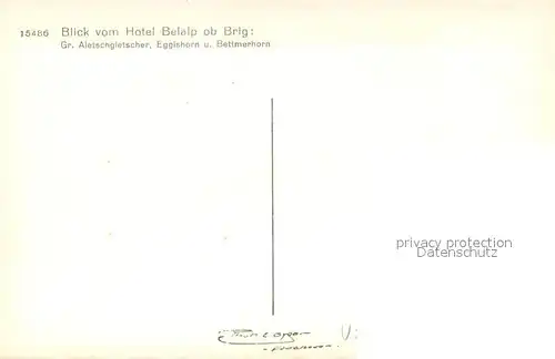 AK / Ansichtskarte Brig_Brigue_VS Blick vom Hotel Belalp Grosser Aletschgletscher Eggishorn Bettmerhorn Bergwelt 