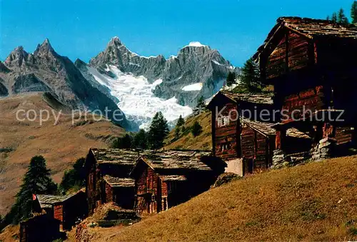 AK / Ansichtskarte Zermatt_VS Findeln mit Obergabelhorn und Wellenkuppe Walliser Alpen Zermatt_VS