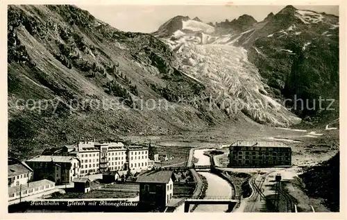 AK / Ansichtskarte Gletsch Furkabahn Rhonegletscher Gletsch