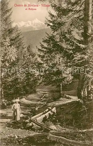 AK / Ansichtskarte Montana_VS Chemin de Montana Village et Rothorn Montana_VS