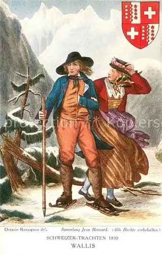 AK / Ansichtskarte Wallis_Valais_Kanton Schweizer Trachten 1830 Wallis_Valais_Kanton