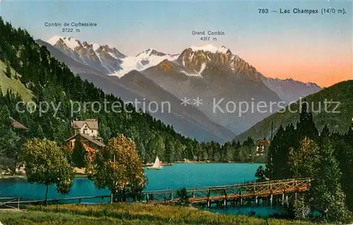 AK / Ansichtskarte Lac_Champex_VS et Combin de Corbessiere avec Grand Combin 