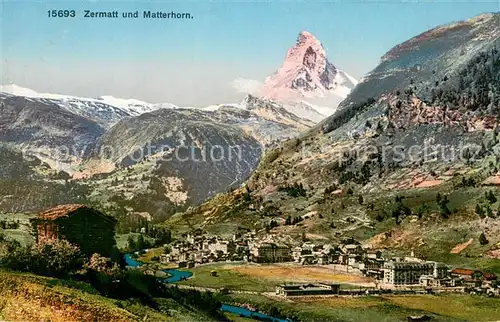 AK / Ansichtskarte Zermatt_VS mit Matterhorn Zermatt_VS