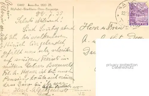 AK / Ansichtskarte Saas Fee Alphubel Taeschhorn Dom Lenzspitze Saas Fee