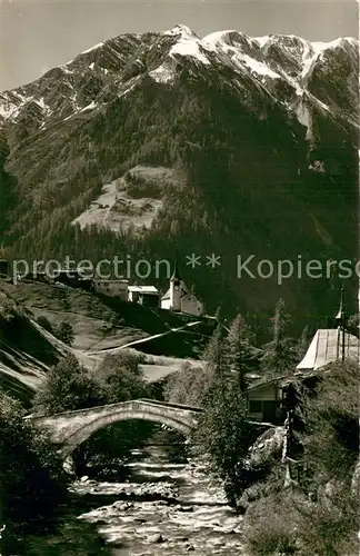 AK / Ansichtskarte Binn mit Breithorn und Bruecke ueber die Binne Binn