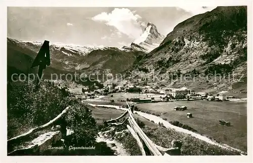 AK / Ansichtskarte Zermatt_VS Panorama mit Matterhorn Zermatt_VS