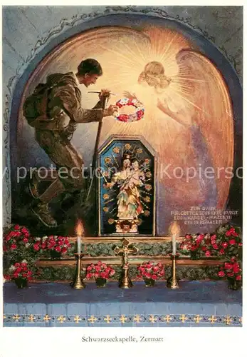 AK / Ansichtskarte Zermatt_VS Schwarzseekapelle oelgemaelde Zermatt_VS