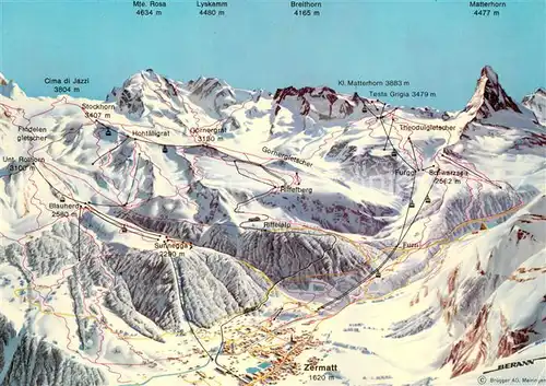 AK / Ansichtskarte Zermatt_VS Panoramakarte Zermatt_VS