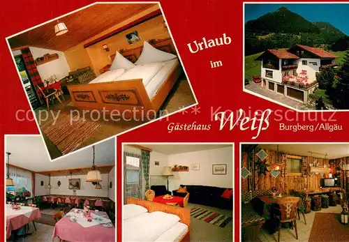 AK / Ansichtskarte Burgberg_Allgaeu Gaestehaus Weiss Gaststube Zimmer Bar Burgberg Allgaeu
