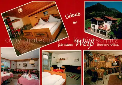 AK / Ansichtskarte Burgberg_Allgaeu Gaestehaus Weiss Gaststube Zimmer Bar Burgberg Allgaeu