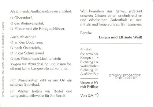 AK / Ansichtskarte Burgberg_Allgaeu Gaestehaus Weiss Gaststube Zimmer Bar Burgberg Allgaeu