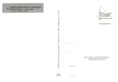 AK / Ansichtskarte Biberach_Riss Kneipp Sanatorium Jordanbad Biberach Riss
