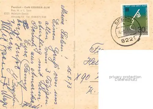 AK / Ansichtskarte Seeon Seebruck Pension Gruber Alm Cafe Seeon Seebruck