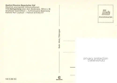 AK / Ansichtskarte Heiligenberg_Baden Gasthof Bayerischer Hof Gastraum Heiligenberg_Baden