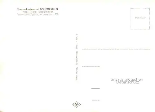 AK / Ansichtskarte Trier Speise Restaurant Schifferkeller Trier