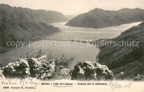AK / Ansichtskarte Melide_Lago_di_Lugano Veduta dal San Salvatore Melide_Lago_di_Lugano