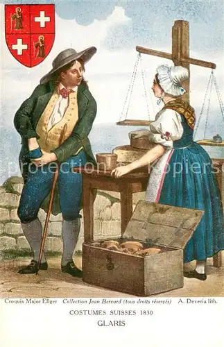 AK / Ansichtskarte Glaris_Glarus_Kanton Costumes Suisses 1830 