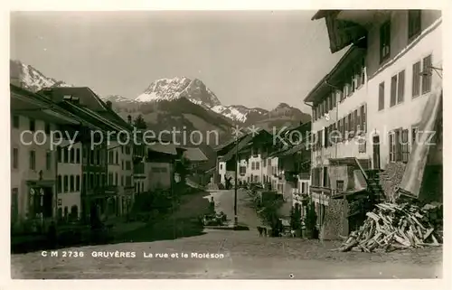 AK / Ansichtskarte Gruyeres__Gruyere_FR La rue et le Moleson 