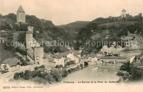 AK / Ansichtskarte Fribourg_FR La Sarine et le Pont du Gotteron Fribourg FR