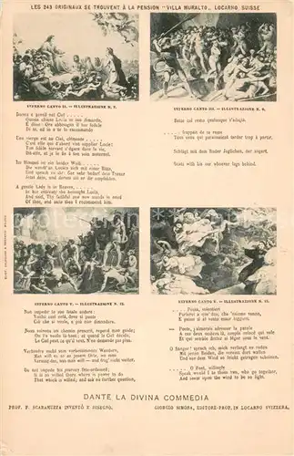 AK / Ansichtskarte Locarno_TI Les 243 Originaux se trouvent a la pension Villa Muralto Dante la Divina Commedia Locarno_TI
