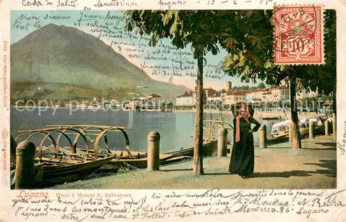 AK / Ansichtskarte Lugano_Lago_di_Lugano Quai e Monte San Salvatore Lugano_Lago_di_Lugano