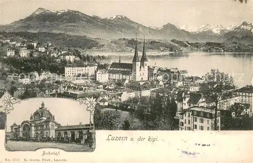 AK / Ansichtskarte Luzern__LU Panorama mit Rigi und Bahnhof 