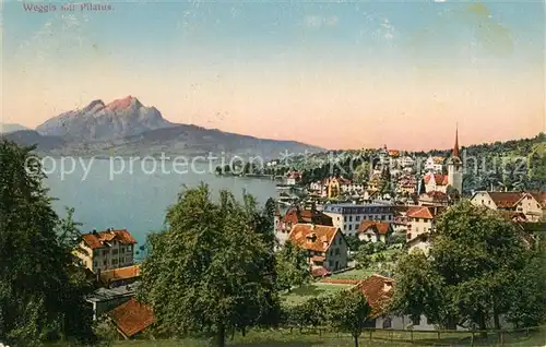 AK / Ansichtskarte Weggis_Vierwaldstaettersee mit Pilatus Weggis_Vierwaldstaettersee