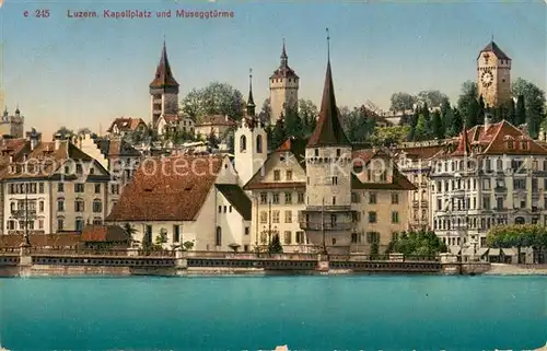 AK / Ansichtskarte Luzern__LU Kapellplatz und Museggtuerme 