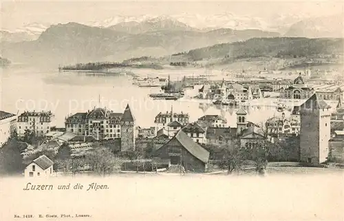 AK / Ansichtskarte Luzern__LU Stadtpanorama mit Alpen 