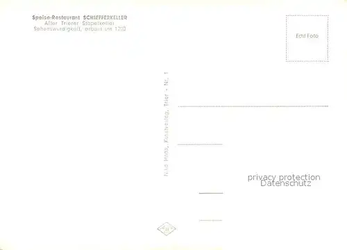 AK / Ansichtskarte Trier Speise Restaurant Schiefferkeller Trier