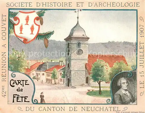 AK / Ansichtskarte Neuchatel_NE Societe dHistoire et dArcheologie Carte de Fete 1907 Neuchatel NE