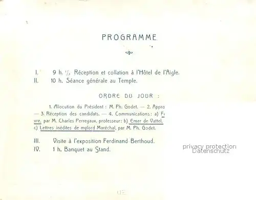 AK / Ansichtskarte Neuchatel_NE Societe dHistoire et dArcheologie Carte de Fete 1907 Neuchatel NE