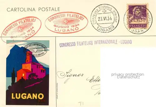 AK / Ansichtskarte Tessin_Ticino Congresso Filatelico Internazionale Lugano Giugno 1934 Tessin Ticino
