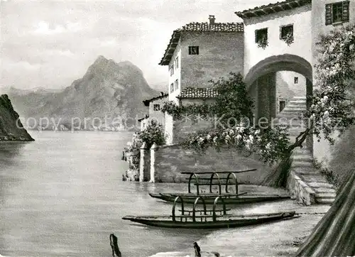 AK / Ansichtskarte Gandria_Lago_di_Lugano Motivo del pittore Serfino Giambonini Gandria_Lago_di_Lugano