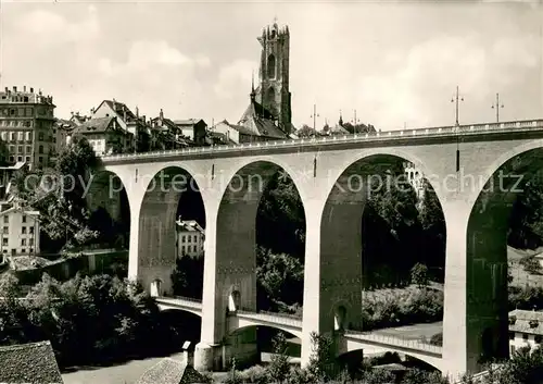 AK / Ansichtskarte Fribourg_FR Pont de Zaehringen et Tour St Nicolas Fribourg FR