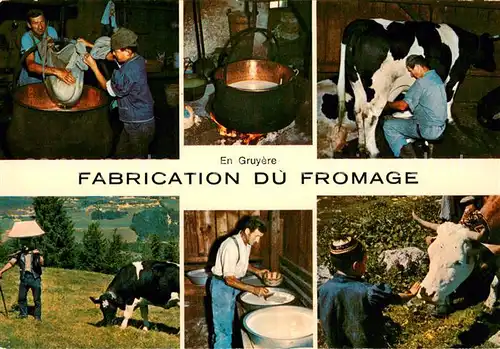 AK / Ansichtskarte Gruyere_Gruyeres_FR Fabrication du fromage Vue partielle 