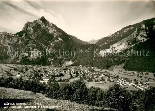 AK / Ansichtskarte Naefels mit Glaernisch Rautispitz und Bruennlistock Naefels