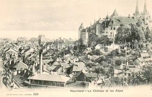 AK / Ansichtskarte Neuchatel_NE Le Chateau et les Alpes Neuchatel NE