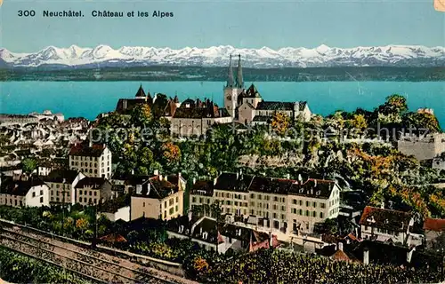AK / Ansichtskarte Neuchatel_NE Chateau et les Alpes Neuchatel NE