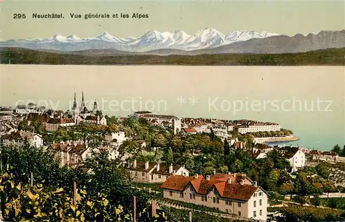 AK / Ansichtskarte Neuchatel_NE Vue generale et les Alpes Neuchatel NE
