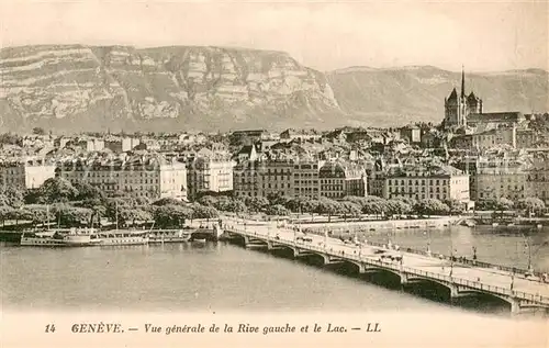 AK / Ansichtskarte Geneve_GE Vue generale de la Rive gauche et le Lac Geneve_GE