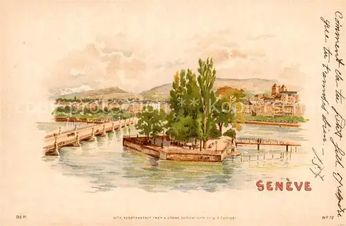 AK / Ansichtskarte Geneve_GE Panorama des Ponts des Bergues Kuenstlerkarte Geneve_GE