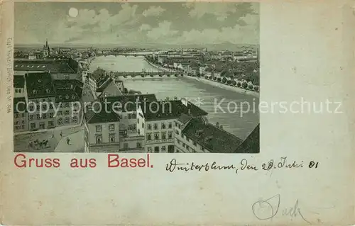 AK / Ansichtskarte Basel_BS Panorama mit Rheinbruecken Basel_BS