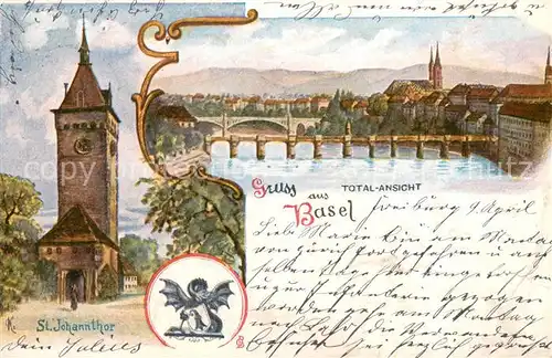 AK / Ansichtskarte Basel_BS Panorama Rheinbruecke St Johannthor Basel_BS