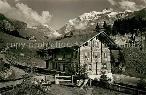 AK / Ansichtskarte Kiental Pension Restaurant Golderli Gorneren mit Bluemlisalp Kiental