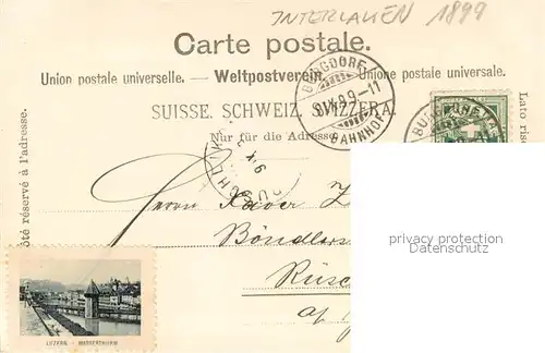 AK / Ansichtskarte Interlaken_BE Blick vom Harder auf Jungfrau Eiger Moench Interlaken_BE
