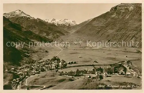 AK / Ansichtskarte Andermatt_UR Panorama mit der Furka 