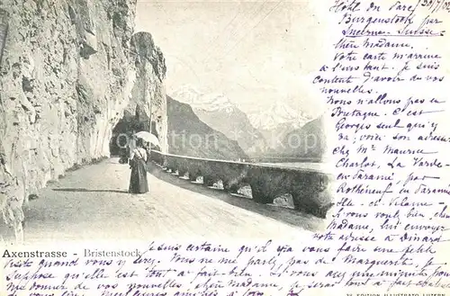 AK / Ansichtskarte Axenstrasse mit Felsenweg und Bristenstock Axenstrasse
