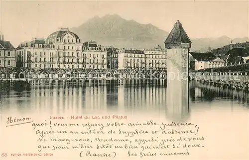 AK / Ansichtskarte Luzern_Arosa Hotel du Lac und Pilatus Luzern Arosa