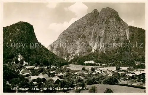 AK / Ansichtskarte Wimmis_BE und Burgfluh mit Simmenfluh 